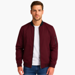 Men's Bomber Jacket with Front Zipper and Ribbed Hem - Image 5