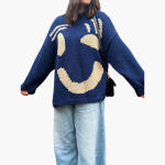 Knitted Sweater for Women - with Oversized Fit and Smiley Design - Image 5