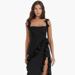 Ruffled Summer Dress for Women – Maxi Dress with High Slit - Image 6