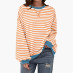 Women's Striped Oversized Sweatshirt – Casual Long Sleeve Pullover - Image 9