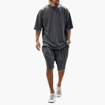 Men's Summer Two-Piece Set with Drawstring Shorts and Oversized Shirt