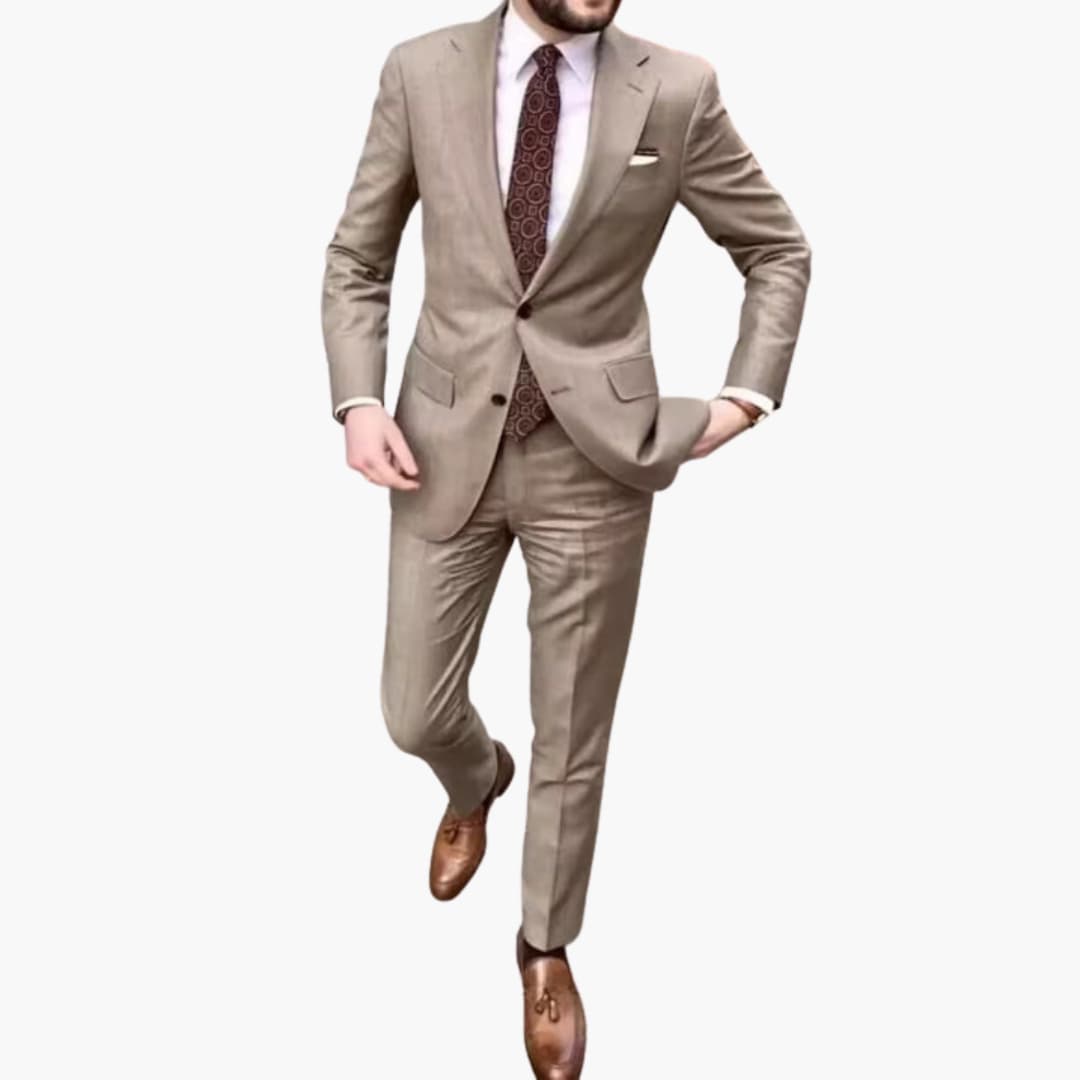6_23_3a6ba5d3-7c8f-405c-b302-9d9f519a3d15.jpg Men's Two-Piece Suit with Notch Lapel and Slim Fit Pants - Image 1
