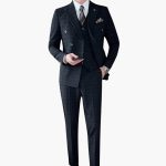 Men's Three-Piece Suit with Check Pattern and Lapel Collar - Image 3