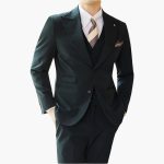 Men's Three-Piece Suit with Vest and Slim Fit Cut - Image 4