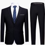 Men's Two-Piece Suit with Blazer and Flat Front Trousers - Image 2