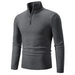 Men’s Sweater with Half-Zip Neckline and Ribbed Hem - Image 9