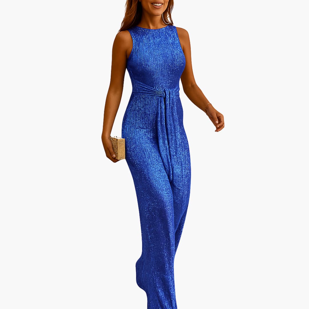 6_3_2b56324a-6923-4bfe-9471-cddd7e1640ba.jpg Sleeveless Full-Length Women's Jumpsuit with Waist Belt - Image 1