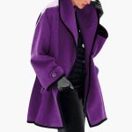Women's Winter Coat with Wide Collar and Contrast Trim - Image 4