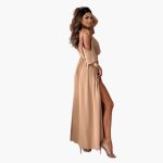 Maxi Dress with V-Neck and Slit – Women's Evening Wear - Image 2