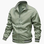 Men's Jacket with Ribbed Details and Front Zipper - Image 6