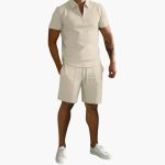 Men's Summer Two-Piece with Half-Zip Shirt and Shorts