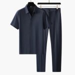 Men's Summer Two-Piece Set with Short Sleeve Shirt and Slim Fit Pants - Image 12