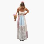 Patchwork Maxi Dress - Women's Summer Dress with Spaghetti Straps