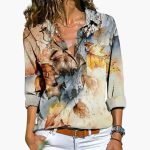 Blouse with Floral Pattern - Women's Casual Look with Contrast - Image 4