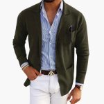 Men’s Knit Blazer with Lapel Collar and Closure - Image 3