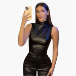 Faux Leather Top for Women – Sleeveless, Elegant Design - Image 6