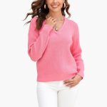 Women's Pullover with V-Neck and Ribbed Surface - Image 6