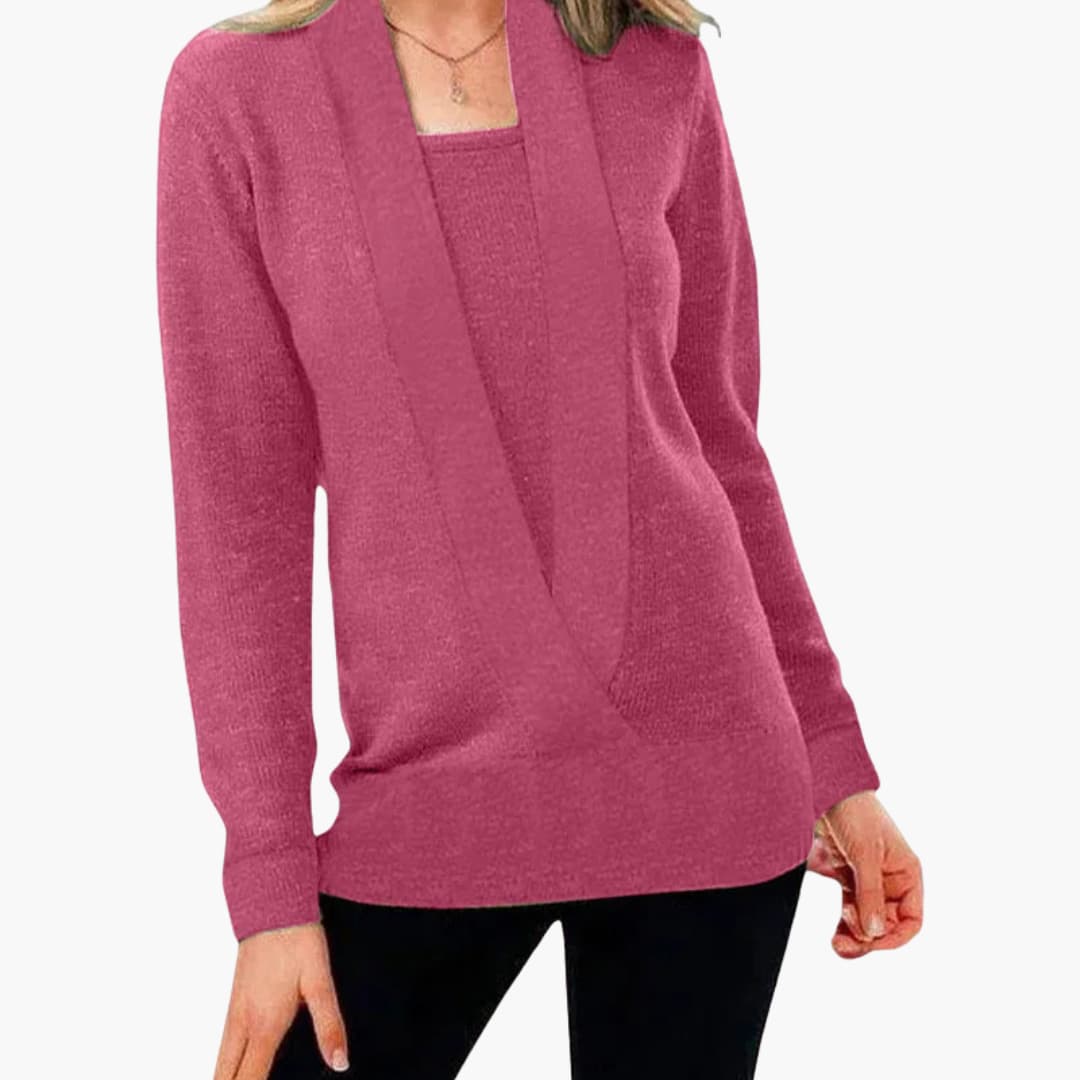 6_66_c7d7d82e-0a5f-4038-af8f-b257f35a7f97.jpg Women's Sweater with Deep V-Neck and Long Sleeves - Image 1