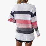 Women's pullover with round neckline and striped surface - Image 3