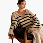 Women's Pullover with V-Neck and Striped Surface - Image 3