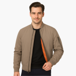 Men's Bomber Jacket with Zipper and Ribbed Cuffs - Image 6