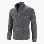 Men's pullover with half-zip and textured surface, warm - Image 2