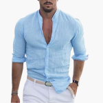 Summer Shirt for Men - Light, Airy & Stand-Up Collar Casual