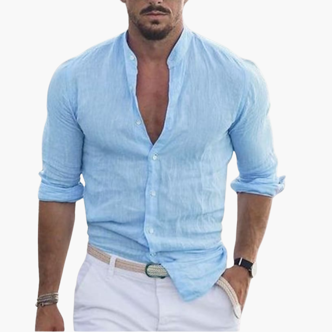 6_7776f2bc-d23f-4736-813a-b97ebc9b6f70.png Summer Shirt for Men - Light, Airy & Stand-Up Collar Casual - Image 1