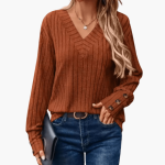 V-Neck Winter Sweater for Women – Comfortable & Elegant Sweater - Image 3