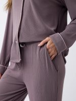 Women's Bamboo Rib-Knit Classic Long Sleeve Pajama Set - Image 40