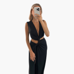 Summer Dress for Women – Cut-Out, V-Neck, Side Slit - Image 6