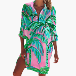 Women's Shirt Dress with Long Sleeves and Button Placket - Image 6