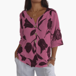 Women's Floral Print Blouse – Summer V-Neck Top - Image 6