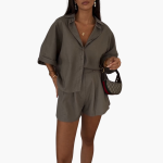 Two-Piece Set - Women's Blouse and Shorts for Summer Days - Image 6