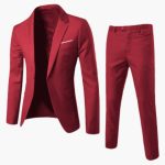 Men's Summer Suit Two-Piece with Lapel and Flat Front Trousers - Image 3