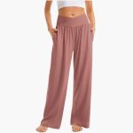 Women's Wide-Leg Trousers with Crossed Waistband and Side Pockets - Image 8