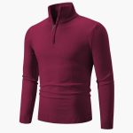 Men’s Sweater with Half-Zip Neckline and Ribbed Hem - Image 8