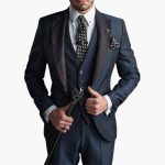 Men's Three-Piece Suit with Notch Lapel and Button Closure - Image 5