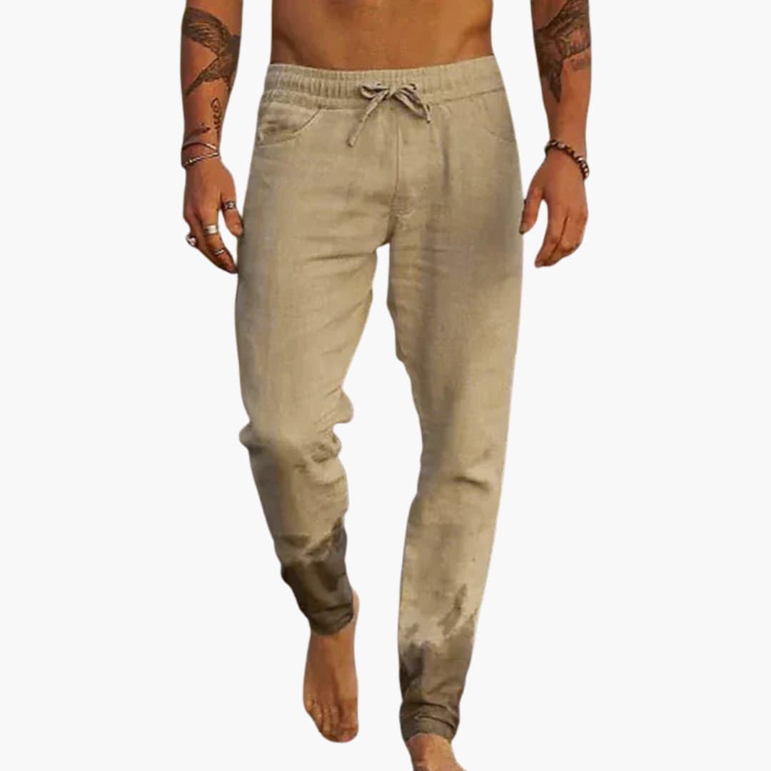 7_2_c37b296d-f0fa-4884-8934-4dc358ef54ff.jpg Men's Summer Pants with Drawstring and Side Pockets - Image 1