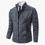 Men’s Knit Jacket with Zipper and Ribbed Collar - Image 9