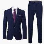 Men's Two-Piece Suit with Blazer and Flat Front Trousers
