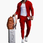 Men's Leisure Suit with Zipper Jacket and Jogging Pants - Image 4