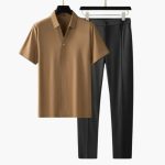 Men's Summer Two-Piece Set with Short Sleeve Shirt and Slim Fit Pants - Image 13