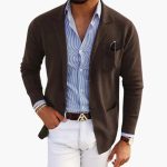 Men’s Knit Blazer with Lapel Collar and Closure - Image 8