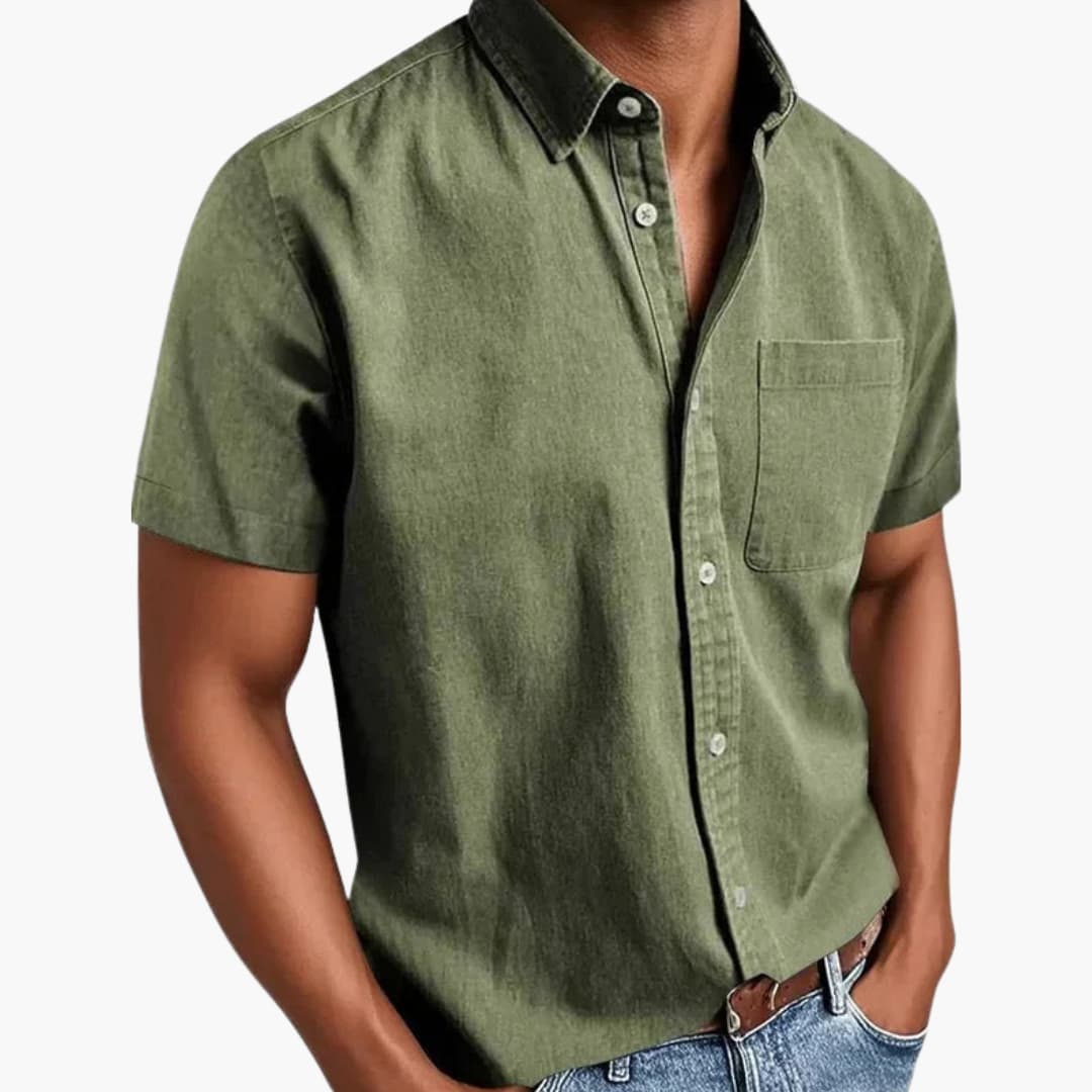 7_3_31c6f187-630c-4249-8078-dad02e81a52c.jpg Men's Short Sleeve Shirt with Chest Pocket for Spring and Summer - Image 1