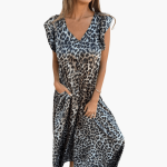 Maxi Dress with Leopard Print – V-Neck for Women - Image 7