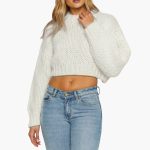 Women's Oversized Sweater with Striped Pattern and Round Neckline - Image 7