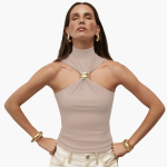 Chic High Neck Halter Top - for Women with Gold Accent - Image 7
