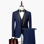 Men's Three-Piece Suit with Red Accents and Shawl Collar - Image 3