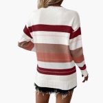 Women's pullover with round neckline and striped surface - Image 10